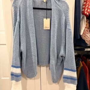Elan Women's Blue and White Knit Cardigan